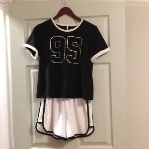 One piece t shirt and shorts